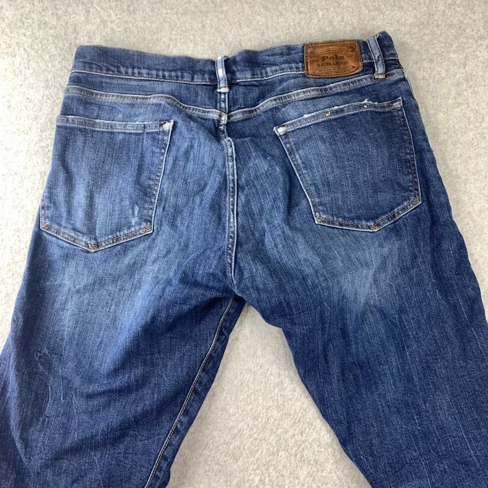 Polo Ralph Lauren Jeans Men 34x32 Blue Distressed Authentic Dungarees
